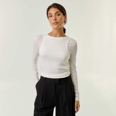 2-in-1 effect T-shirt with tank top WHITE