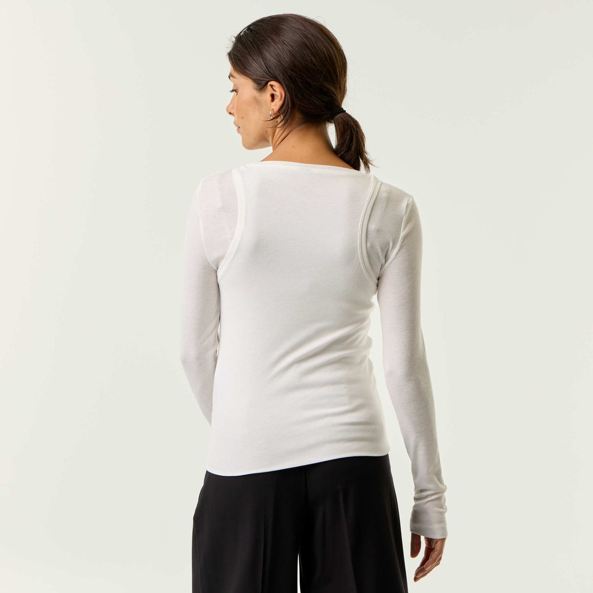 2-in-1 effect T-shirt with tank top WHITE