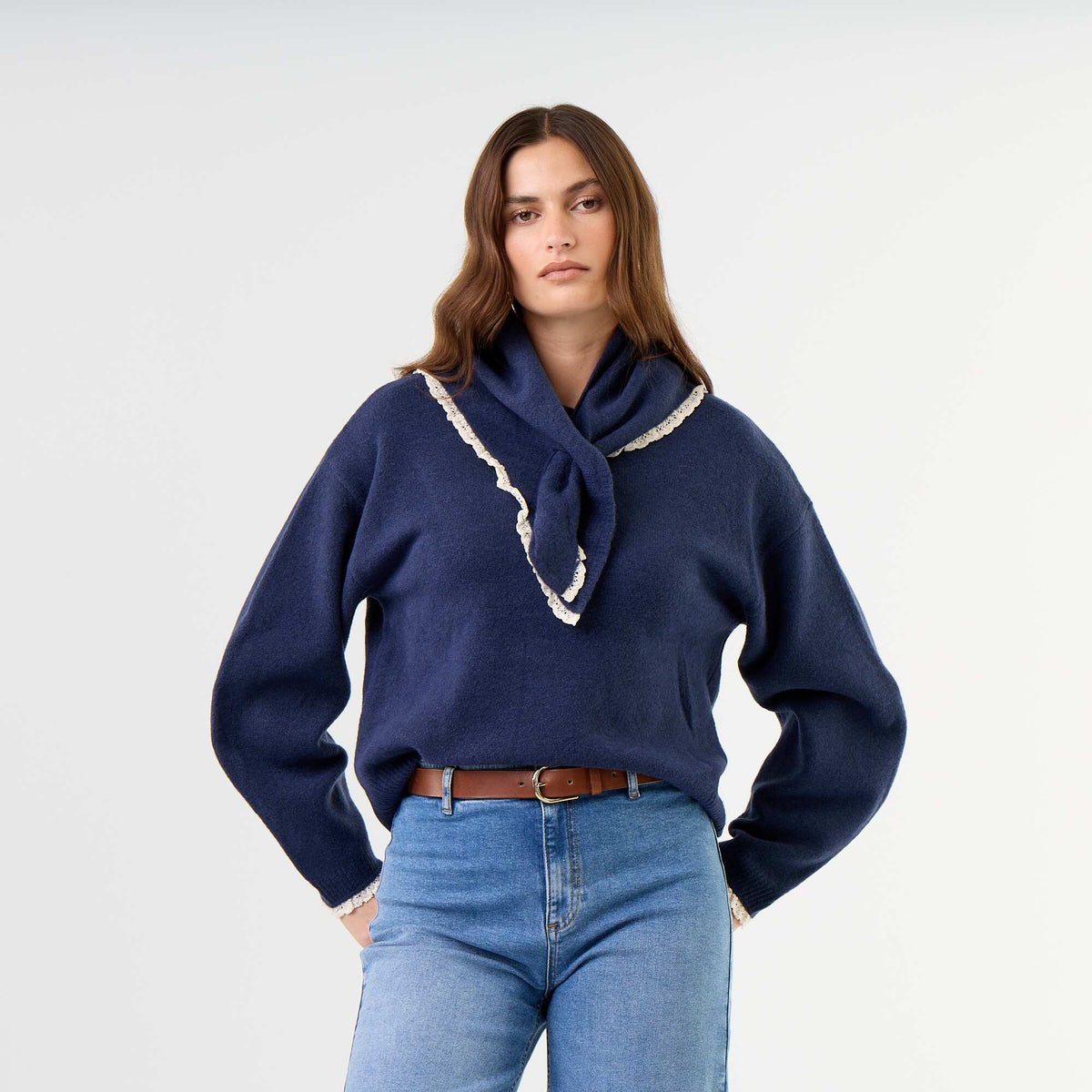 Sweater with matching scarf BLUE