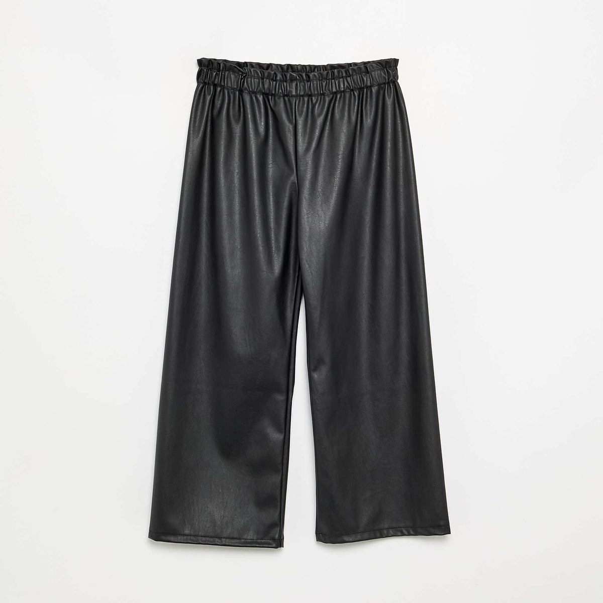 Wide-leg faux leather trousers BLACK