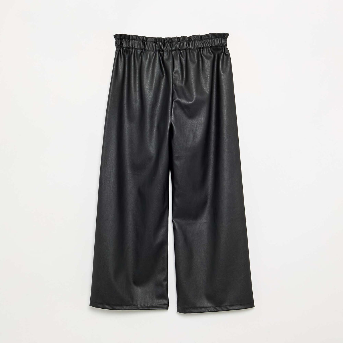 Wide-leg faux leather trousers BLACK