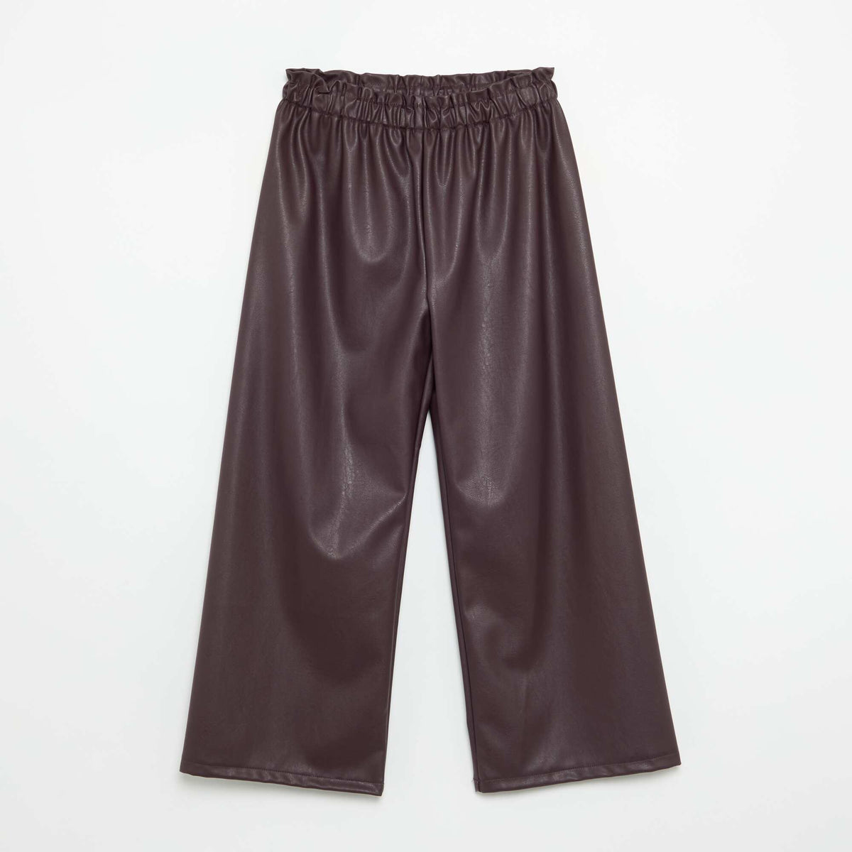განიერი ხელოვნური ტყავის შარვალი იასამნისფერი