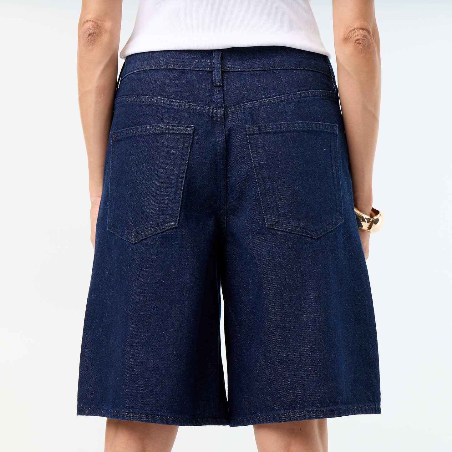 Knee-length denim Bermuda shorts BLUE