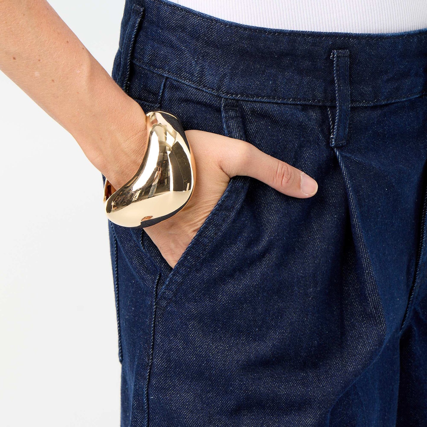 Knee-length denim Bermuda shorts BLUE