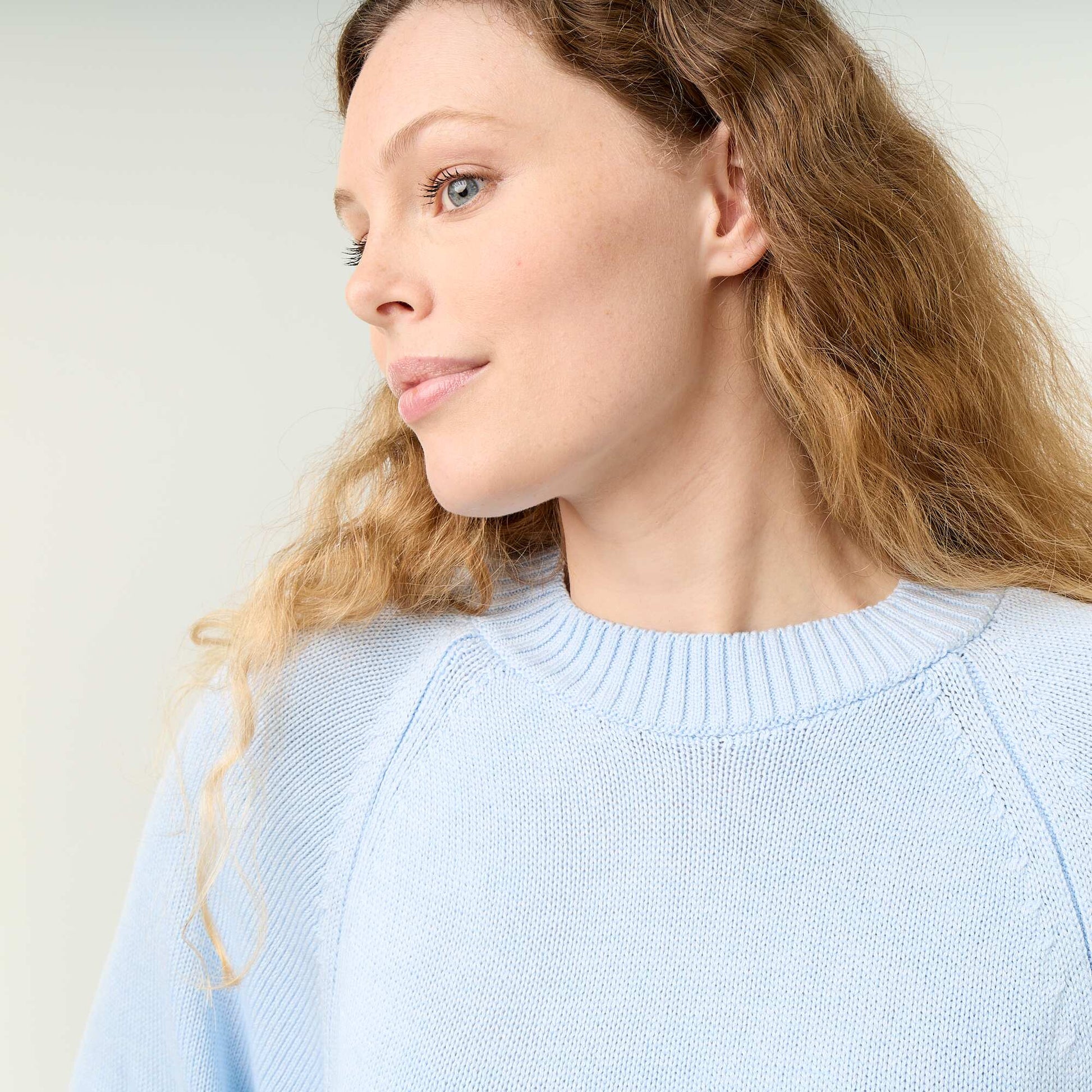 Oversize knit sweater with dropped armholes BLUE