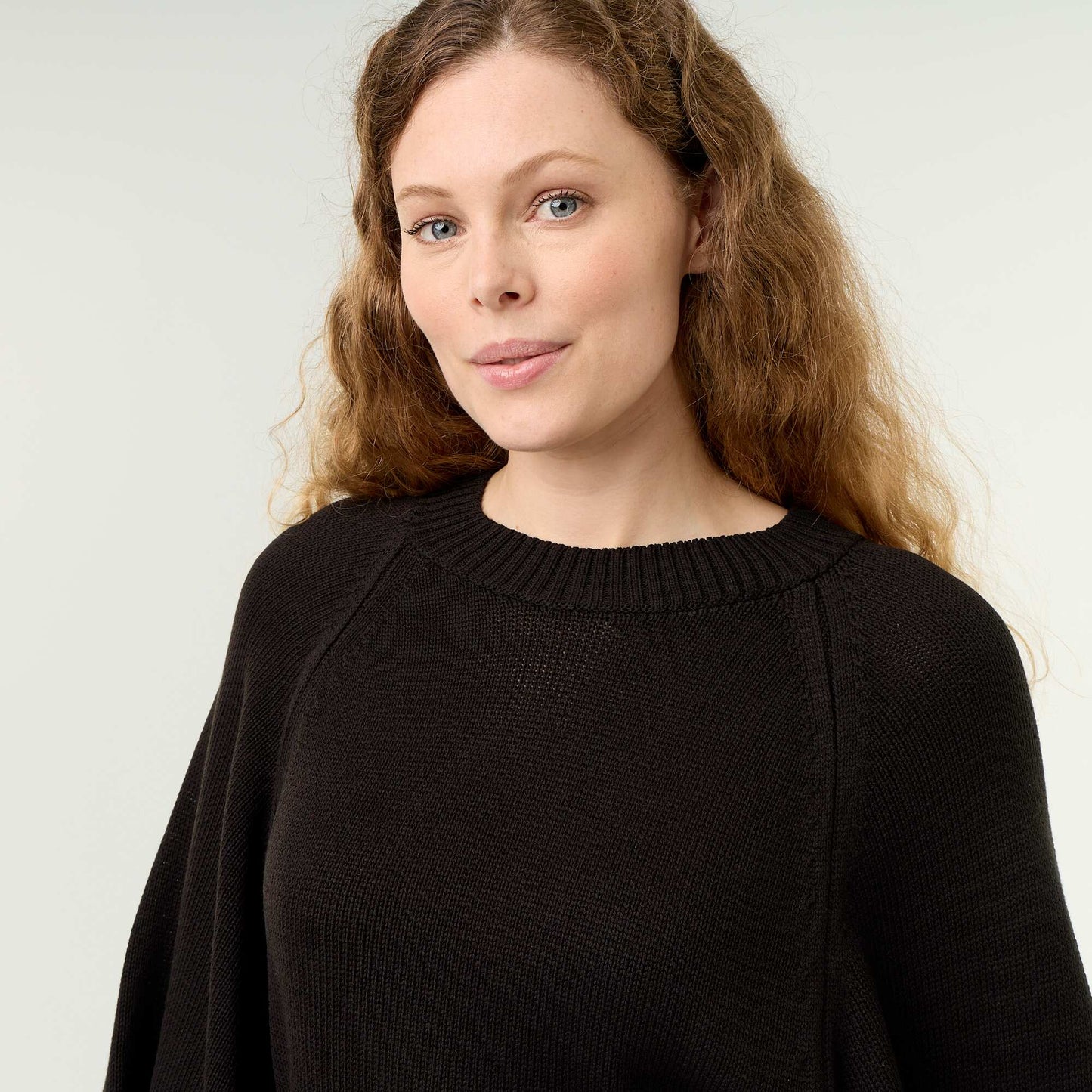 Oversize knit sweater with dropped armholes BLACK