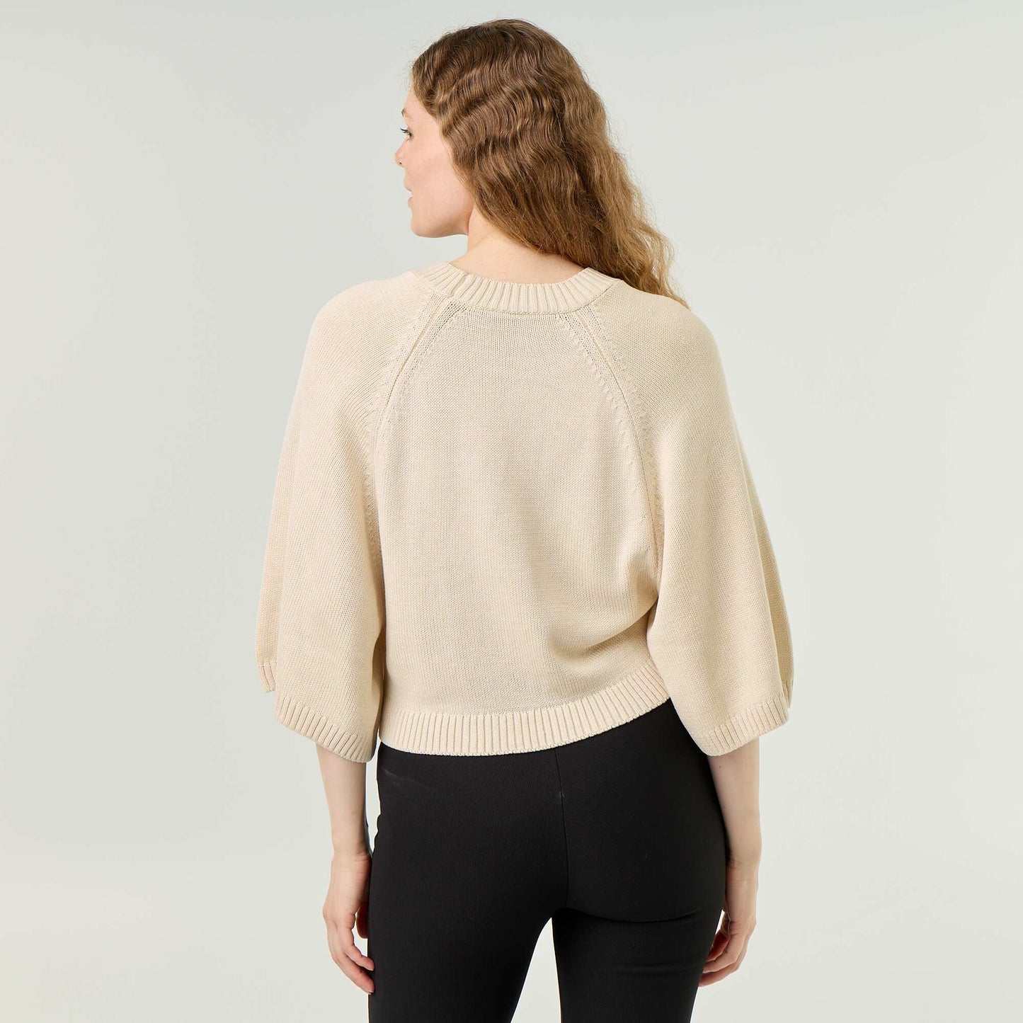 Oversize knit sweater with dropped armholes WHITE