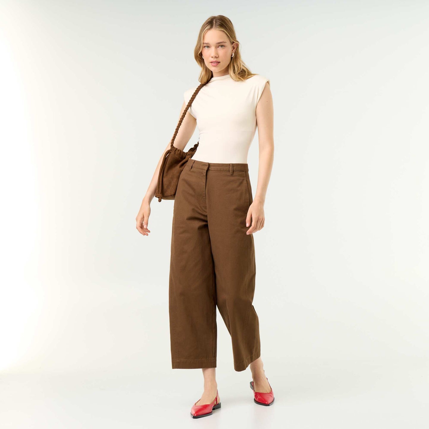 Bodysuit with Shoulder Pads BEIGE