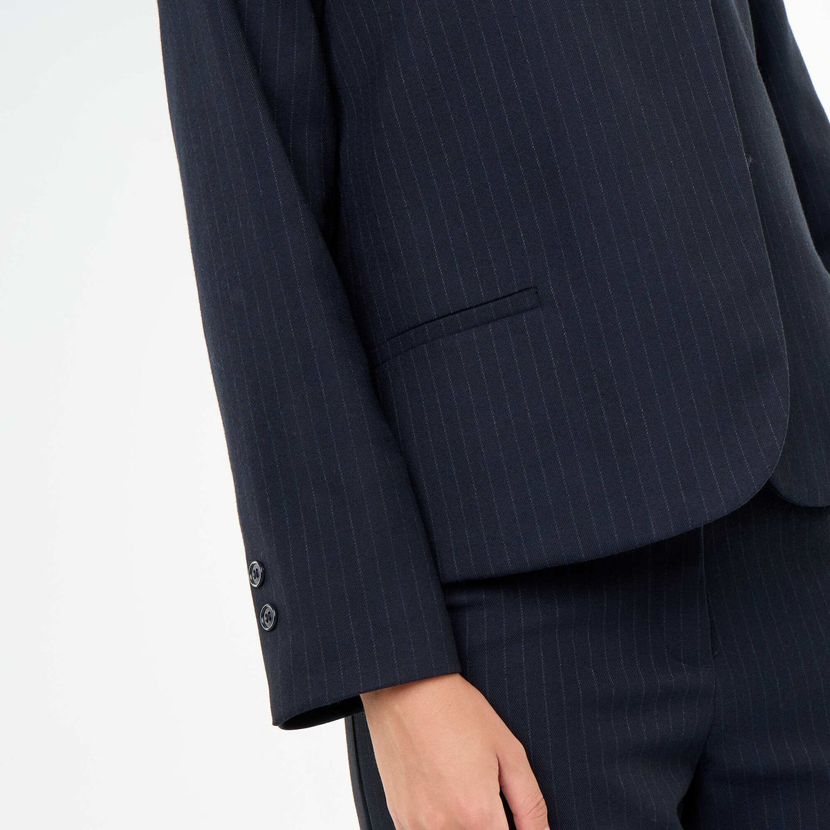 Wrap Effect Stand-Up Collar Blazer BLUE