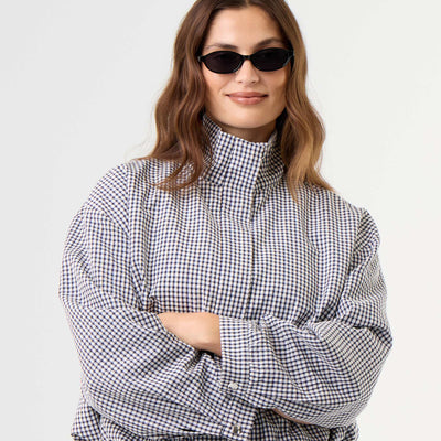 Checked bomber jacket BLUE