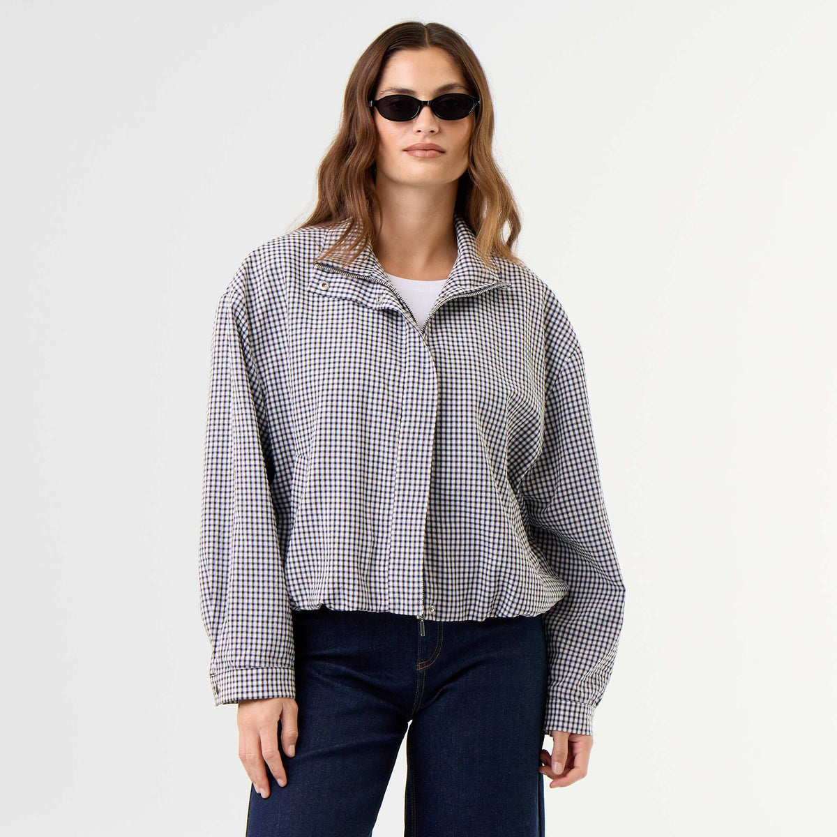 Checked bomber jacket BLUE