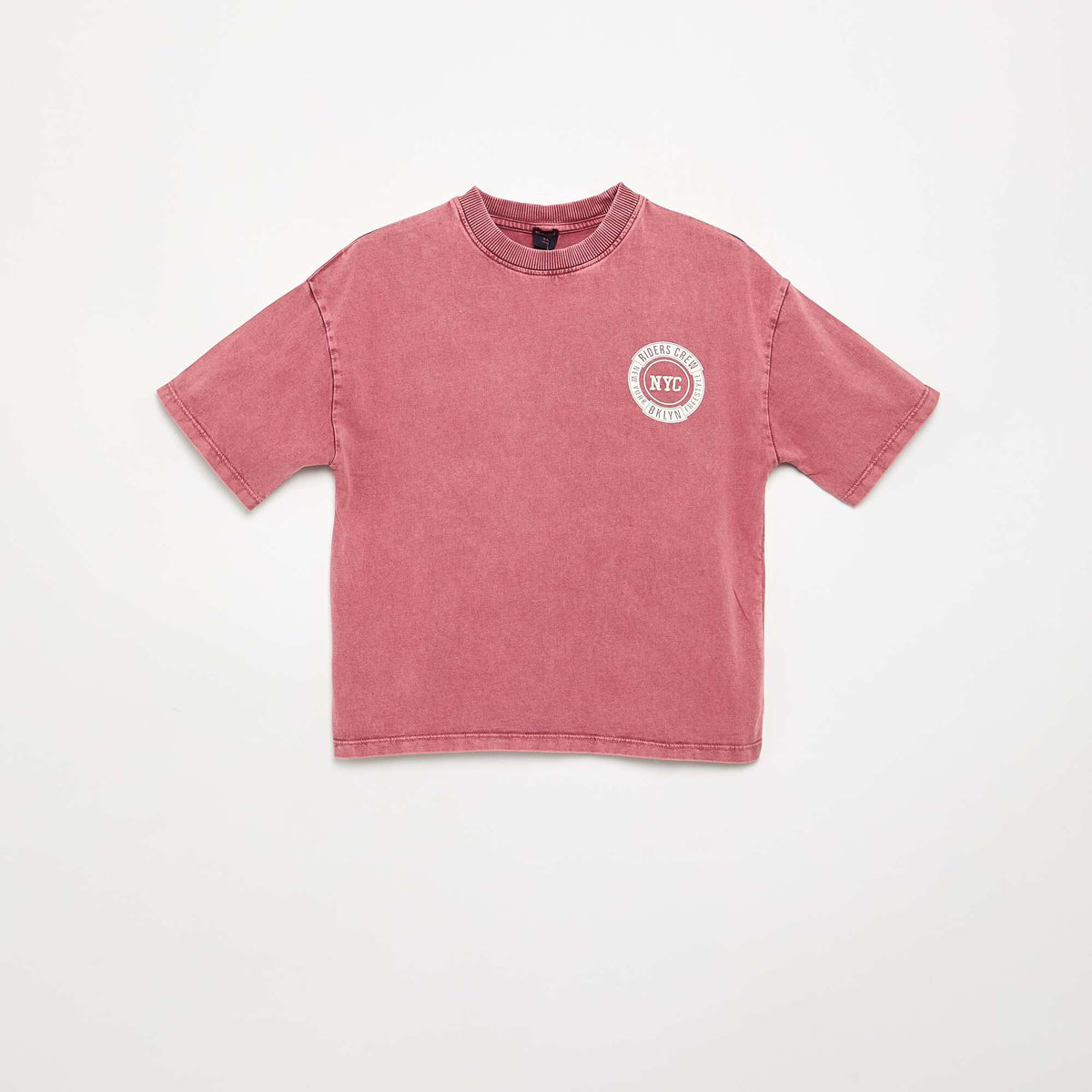 Embroidered and printed short-sleeved T-shirt PINK