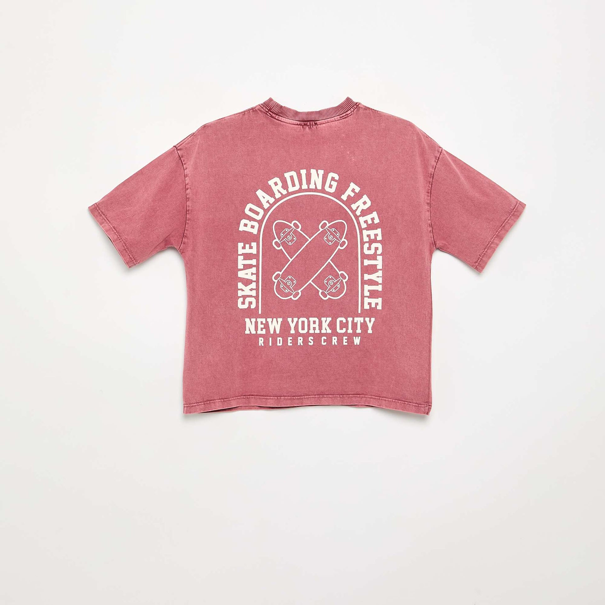 Embroidered and printed short-sleeved T-shirt PINK
