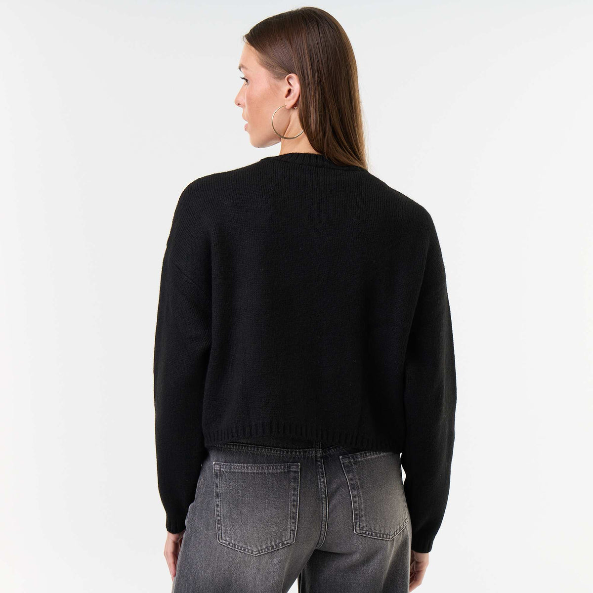 Knitted Cardigan with Decorative Buttons BLACK