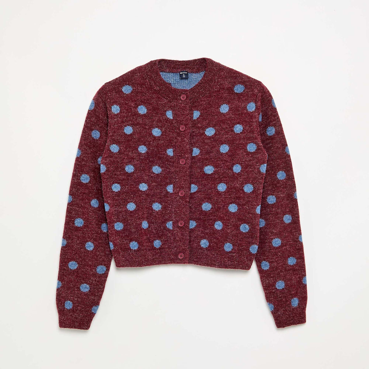 Polka Dot Long-Sleeved Cardigan BROWN