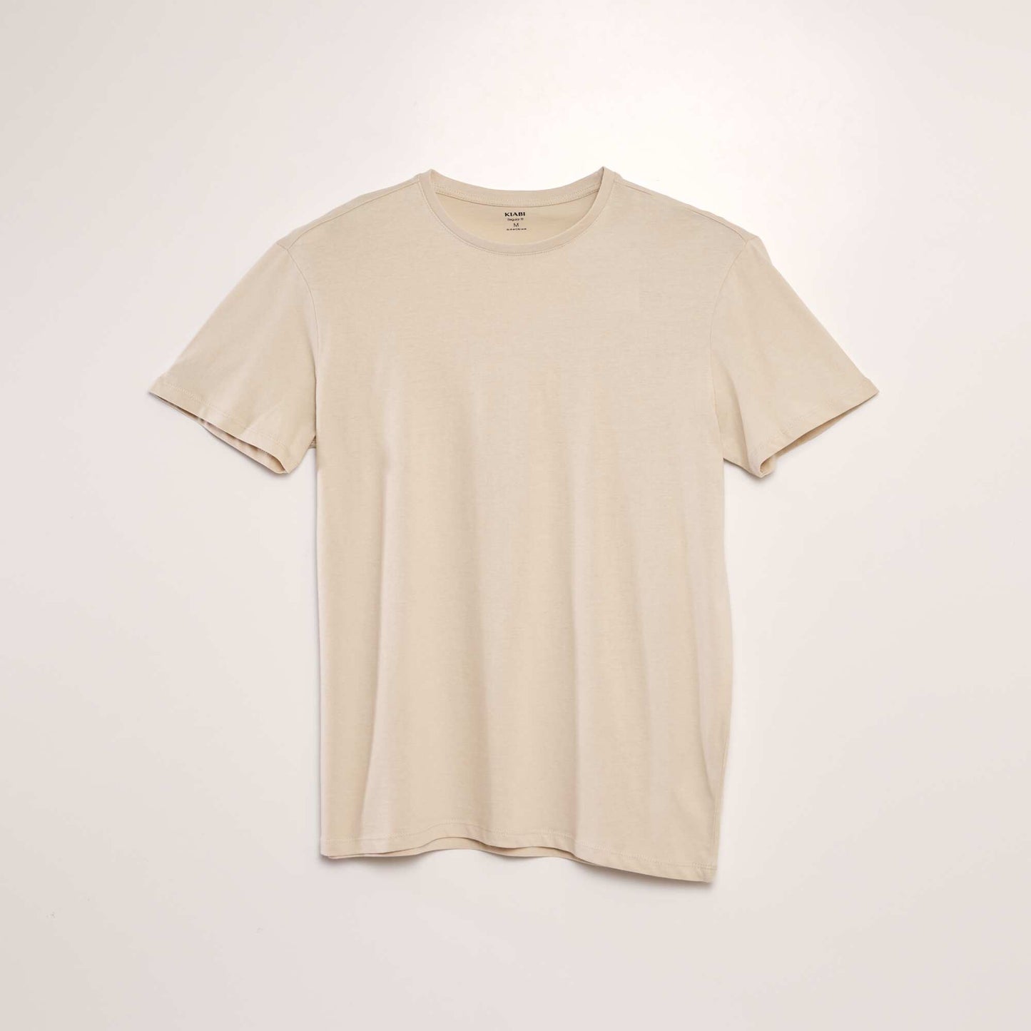 Plain jersey straight T-shirt BEIGE