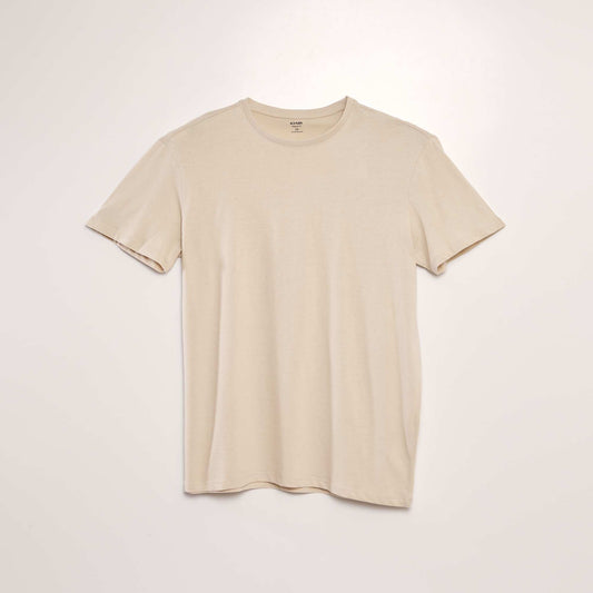 Plain jersey straight T-shirt BEIGE