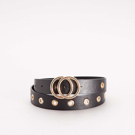 Belt with double buckle black