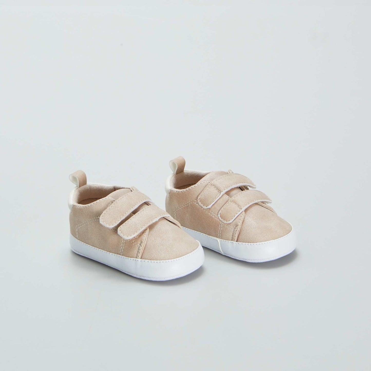 Two-tone trainers with hook and loop fastening BEIGE