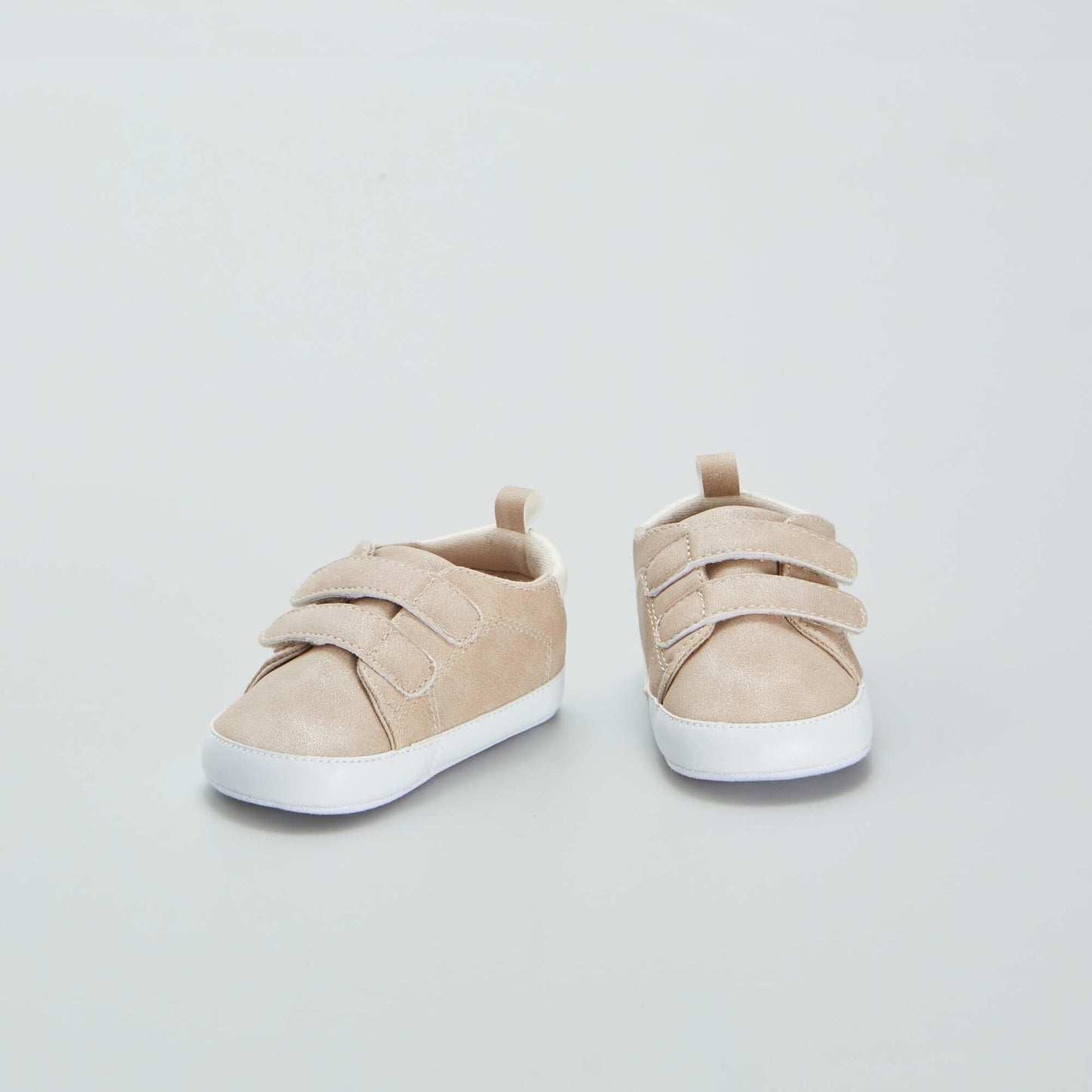 Two-tone trainers with hook and loop fastening BEIGE