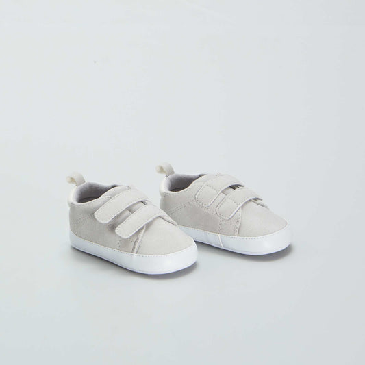 Two-tone trainers with hook and loop fastening GREY