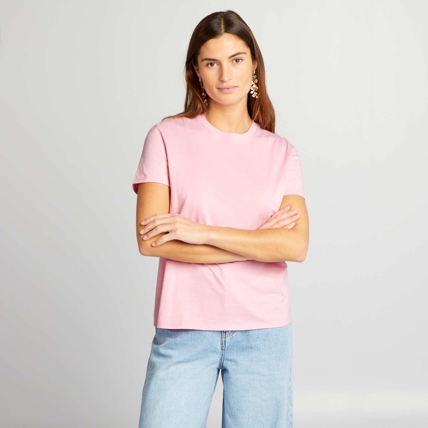 Plain jersey T-shirt soft pink