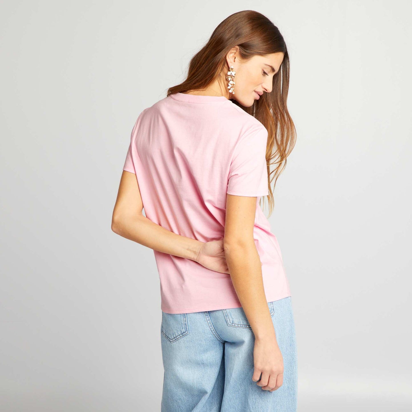 Plain jersey T-shirt soft pink