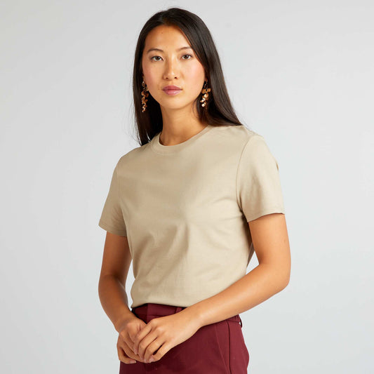 Plain jersey T-shirt BEIGE