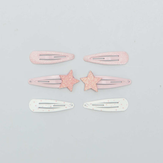 Pack of 6 hair clips PINK