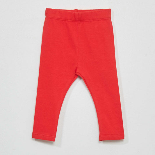 Long plain jersey knit leggings cherry red