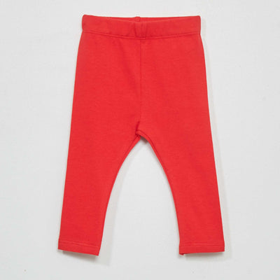 Long plain jersey knit leggings cherry red