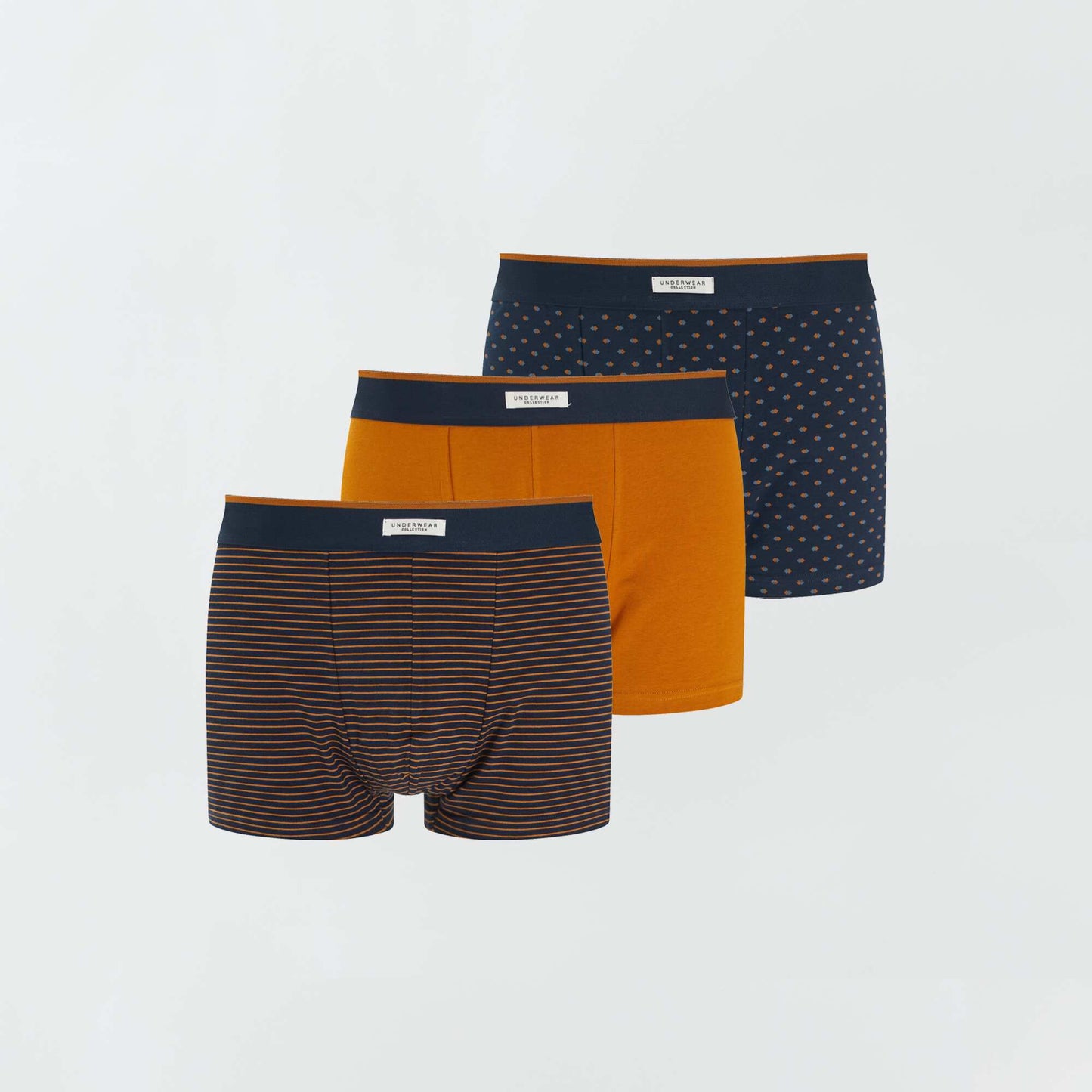 Pack of 3 pairs of cotton boxer shorts BLUE