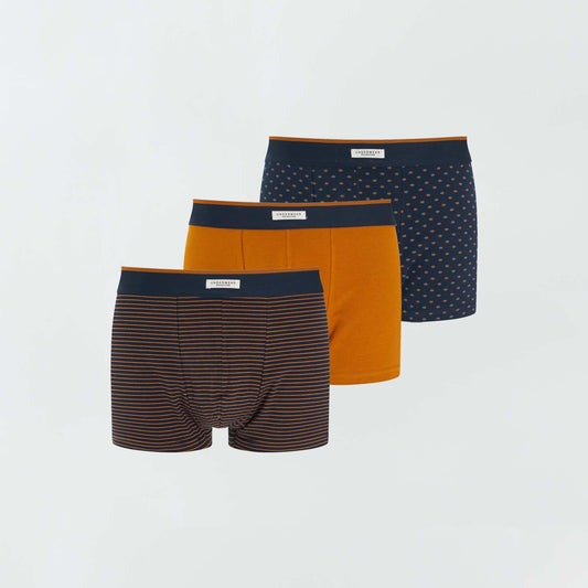 Pack of 3 pairs of cotton boxer shorts BLUE