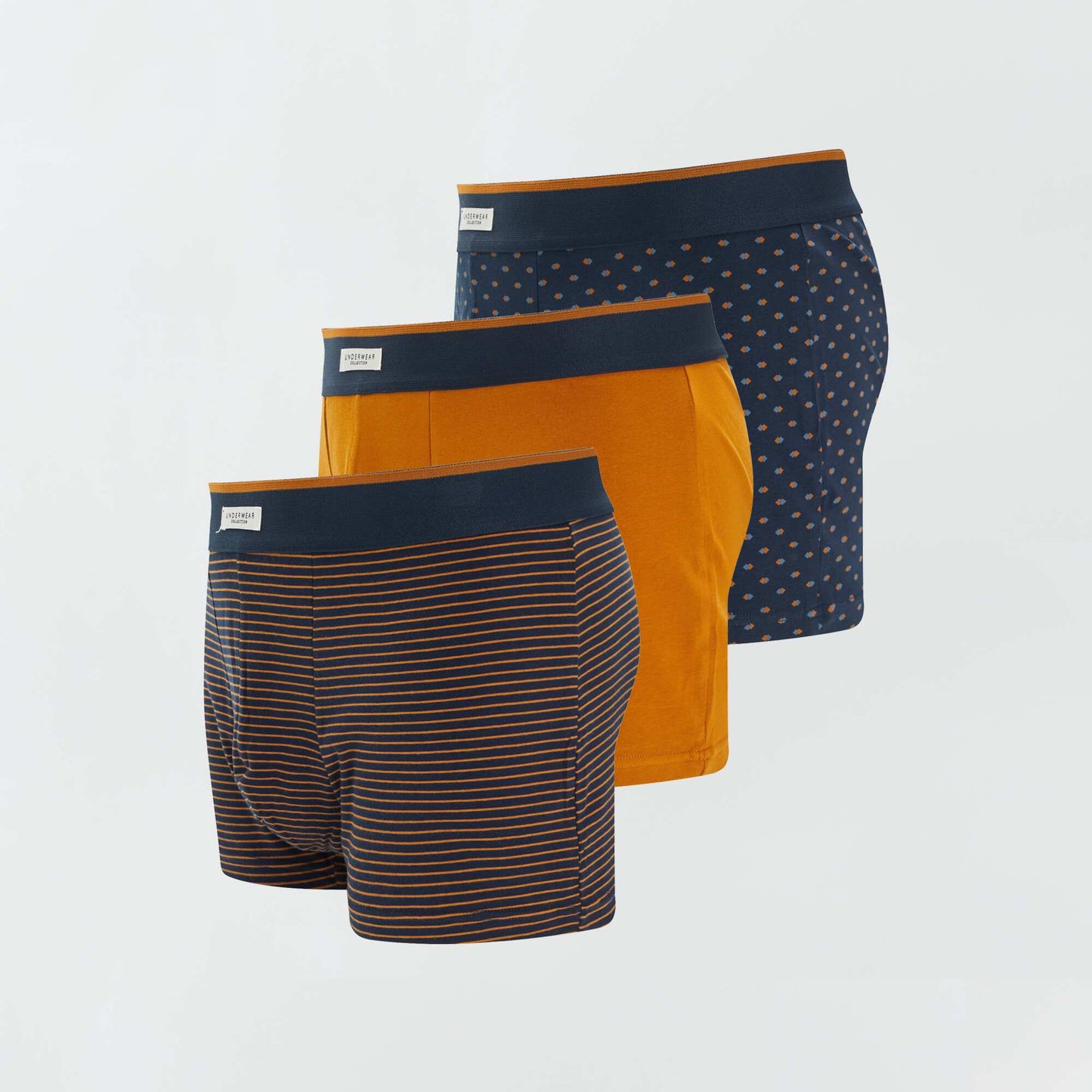 Pack of 3 pairs of cotton boxer shorts BLUE