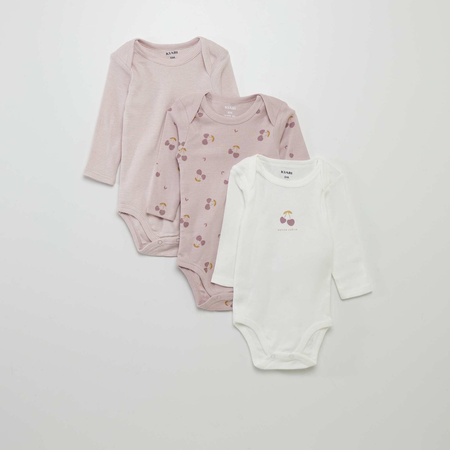 Pack of 3 long-sleeved bodies PINK