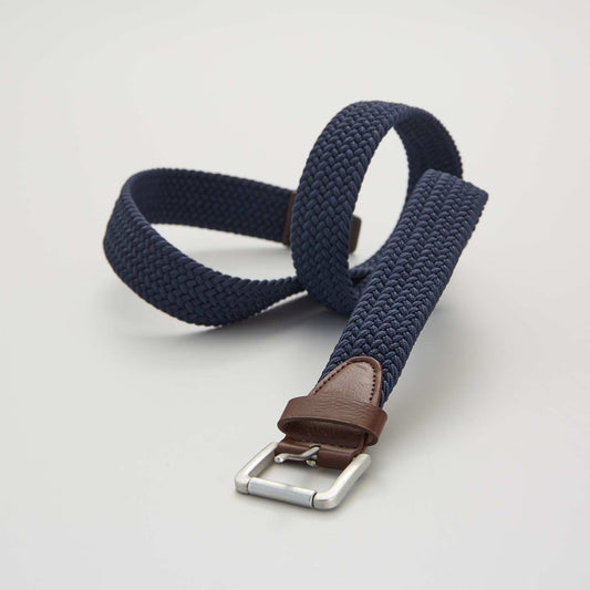 Braided elasticated belt blue