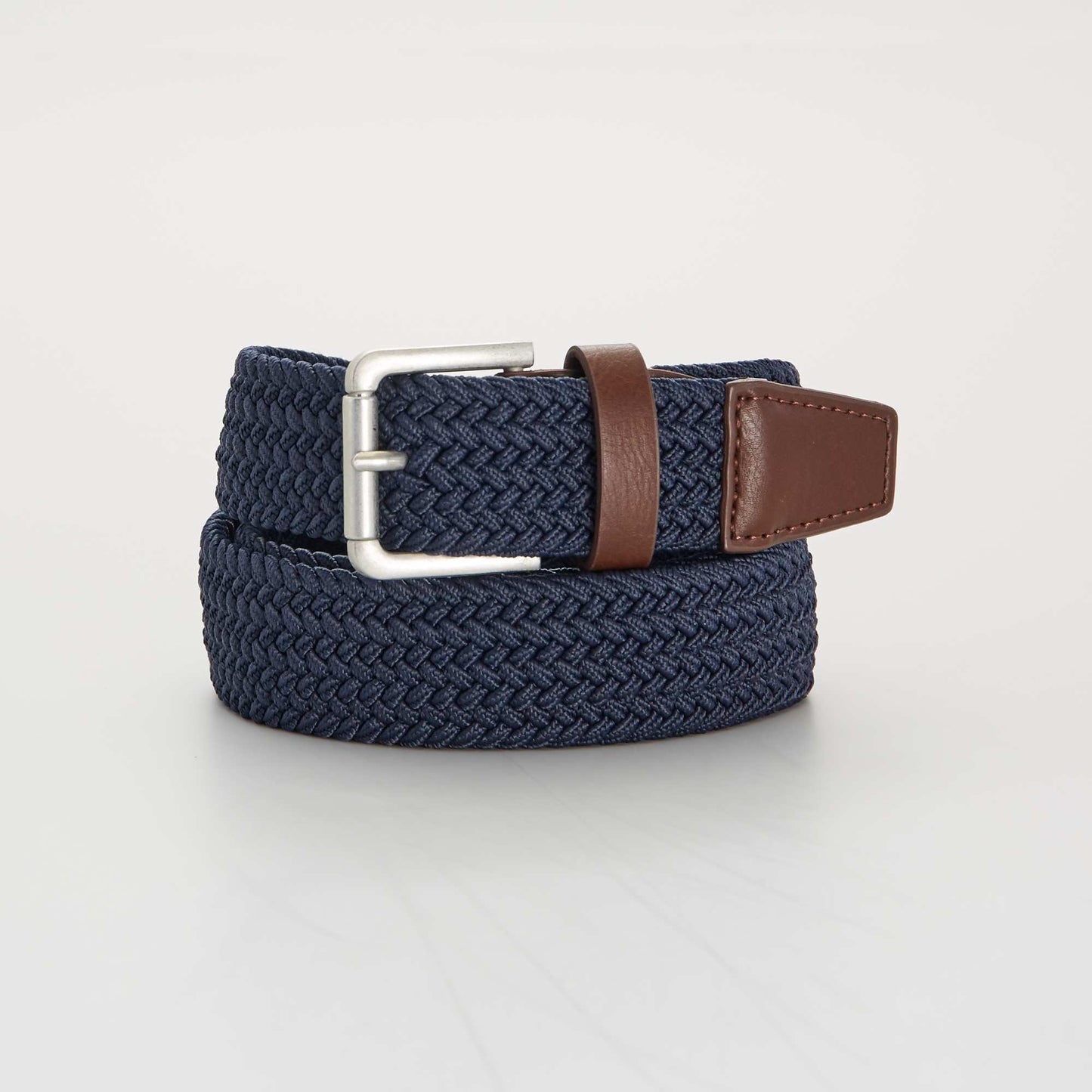 Braided elasticated belt blue