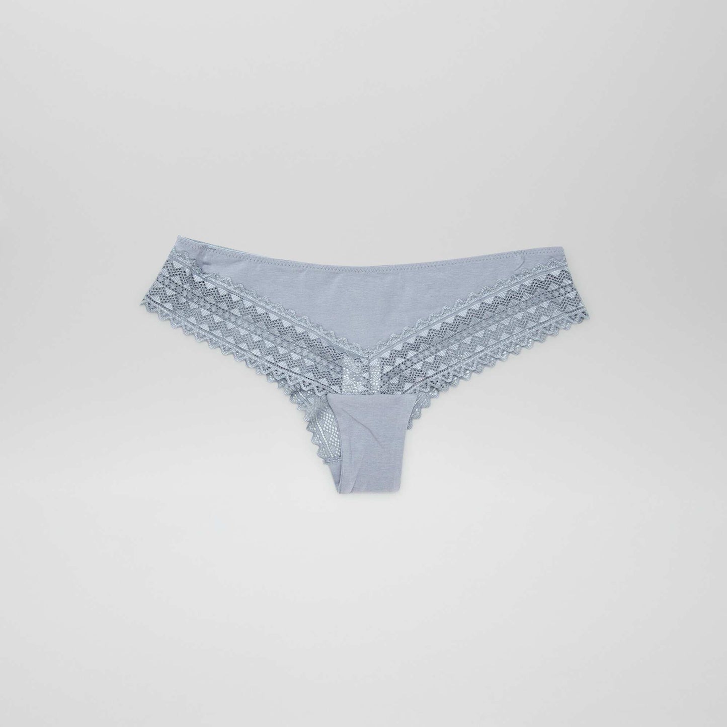 Pack of 3 pairs of cotton and lace Brazilian briefs BLUE