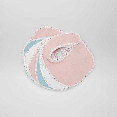 Pack of 7 towelling bibs with hook and loop fastening WHITE