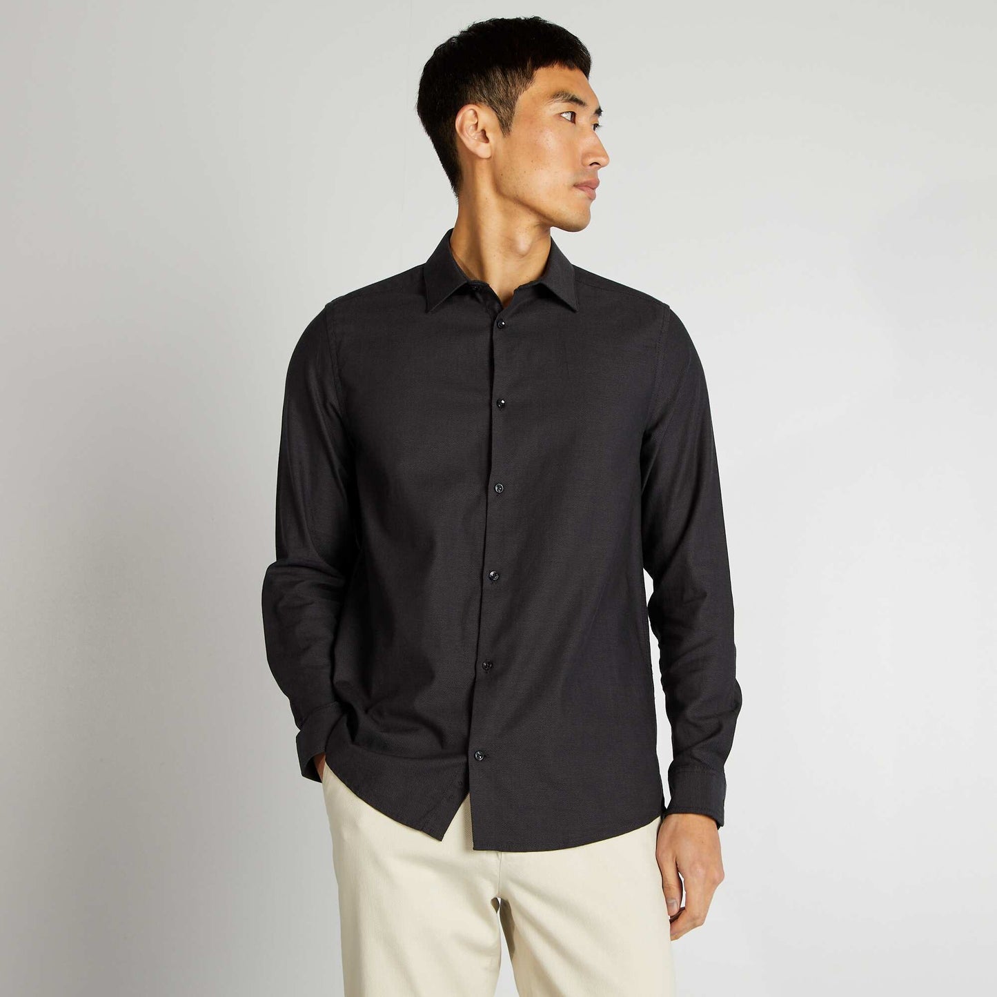 Block colour straight-cut shirt GREY