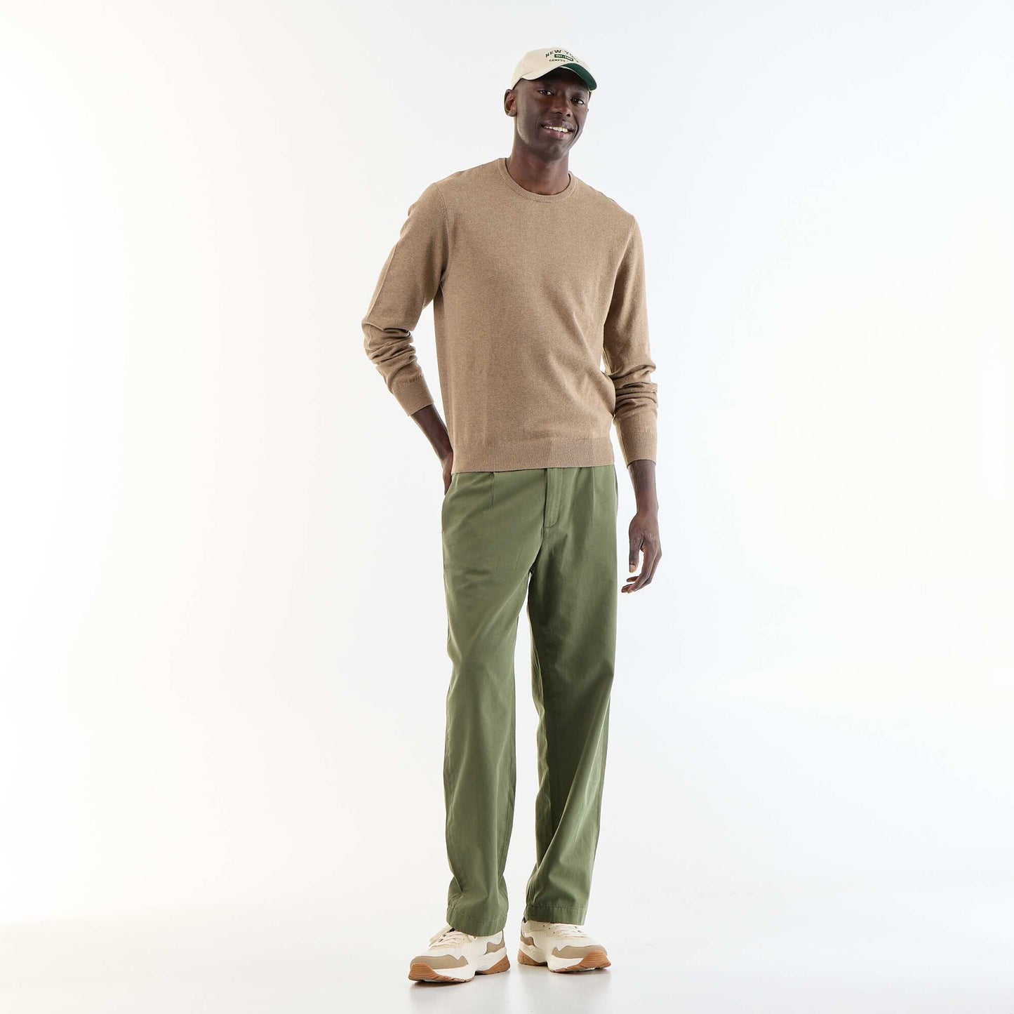 Plain round neck sweater BEIGE