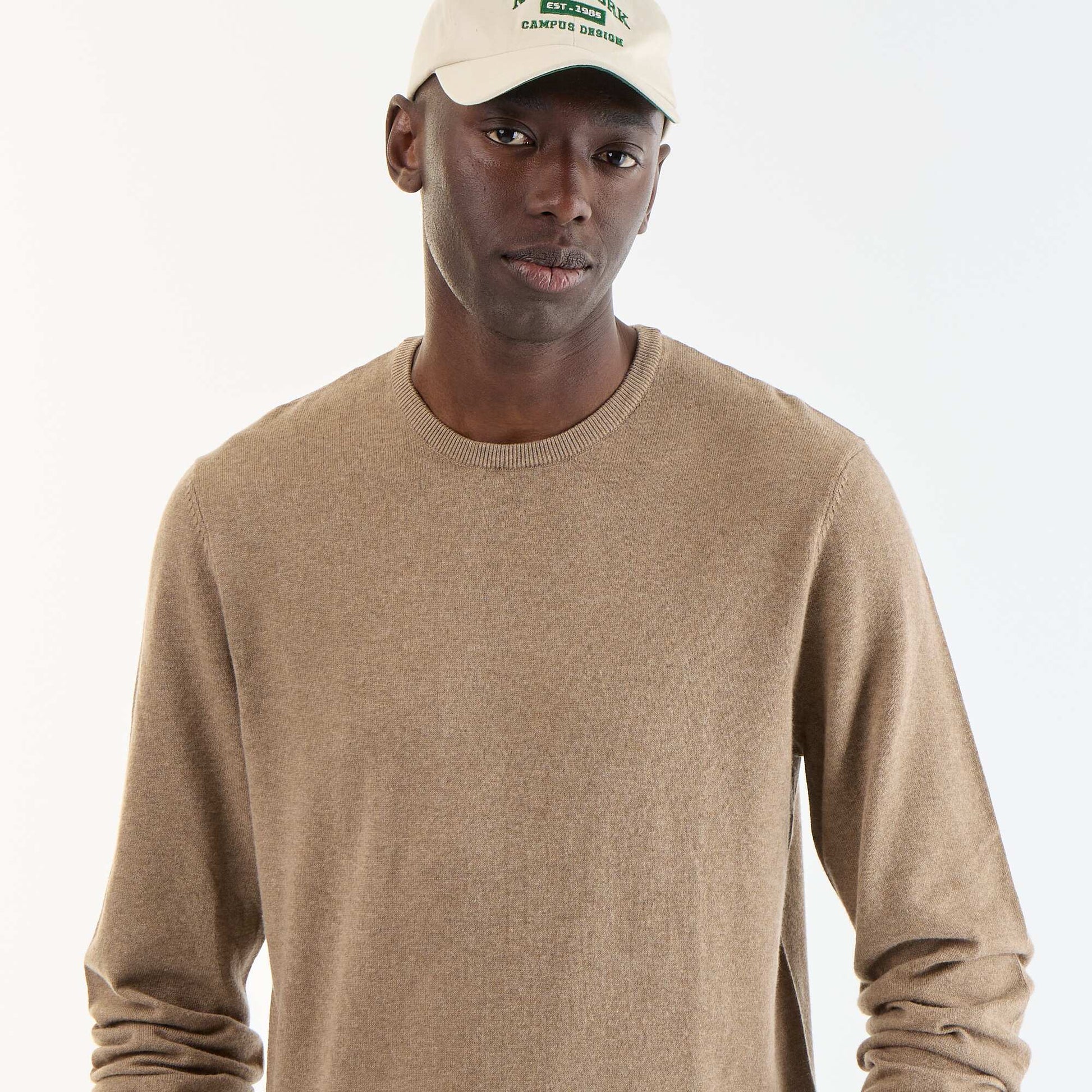 Plain round neck sweater BEIGE