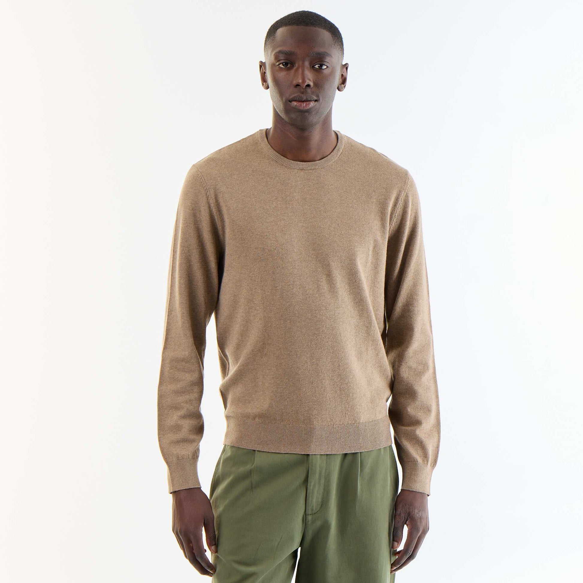Plain round neck sweater BEIGE