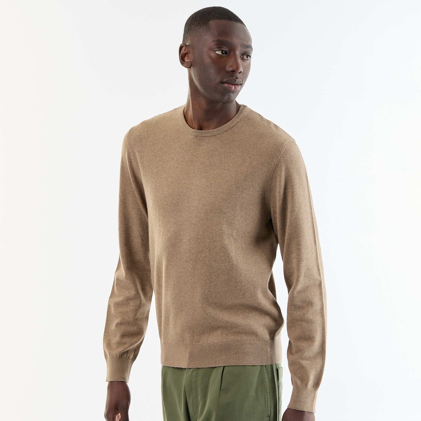 Plain round neck sweater BEIGE