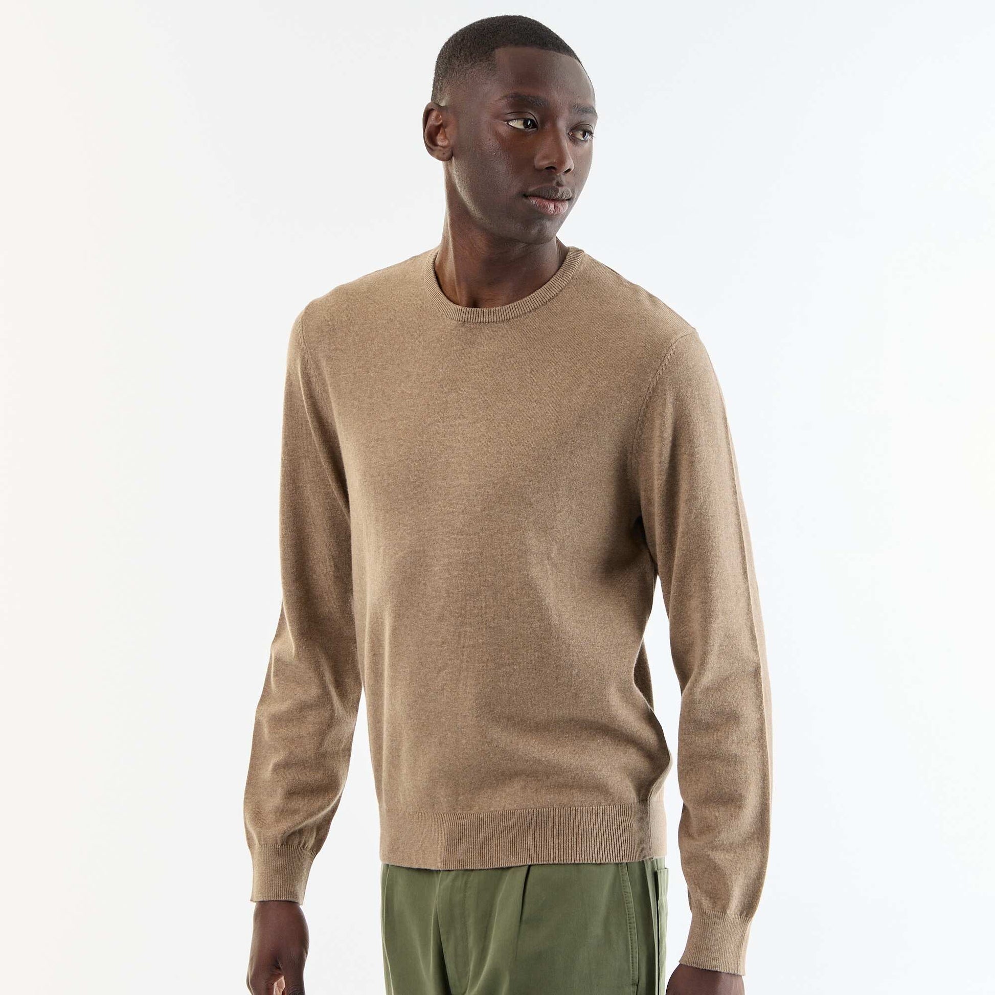 Plain round neck sweater BEIGE