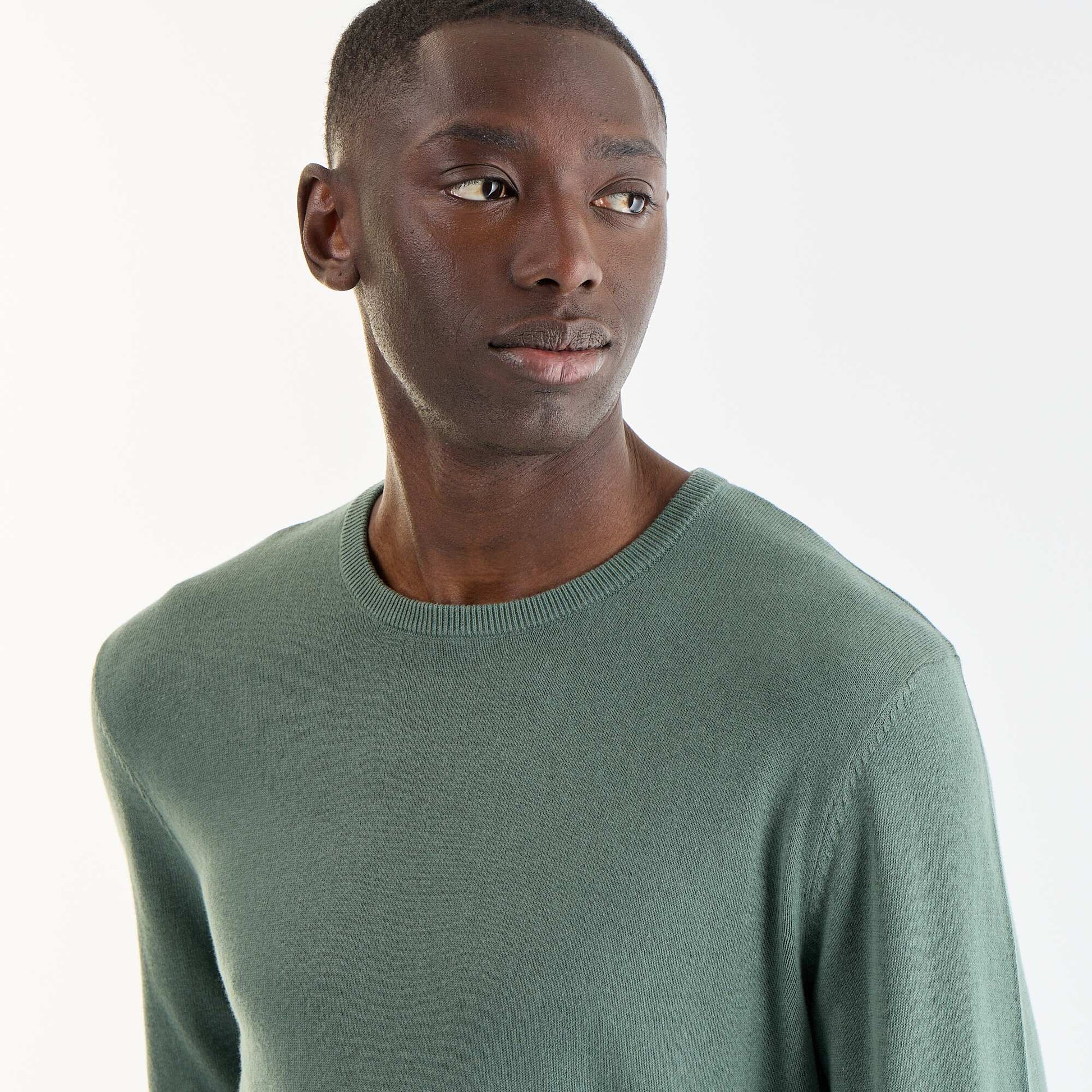 Plain round neck sweater GREEN