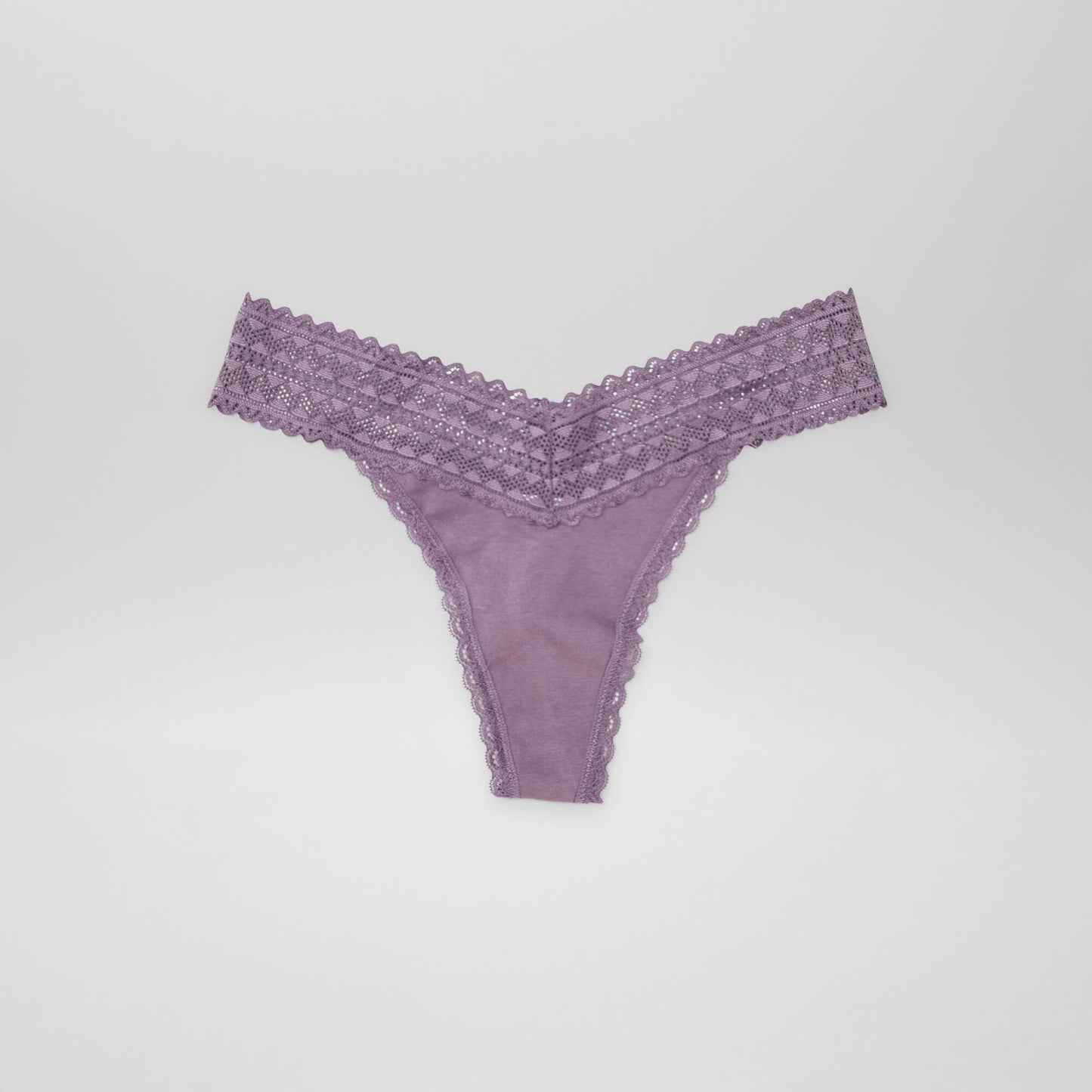 Pack of 3 cotton and lace thongs PURPLE