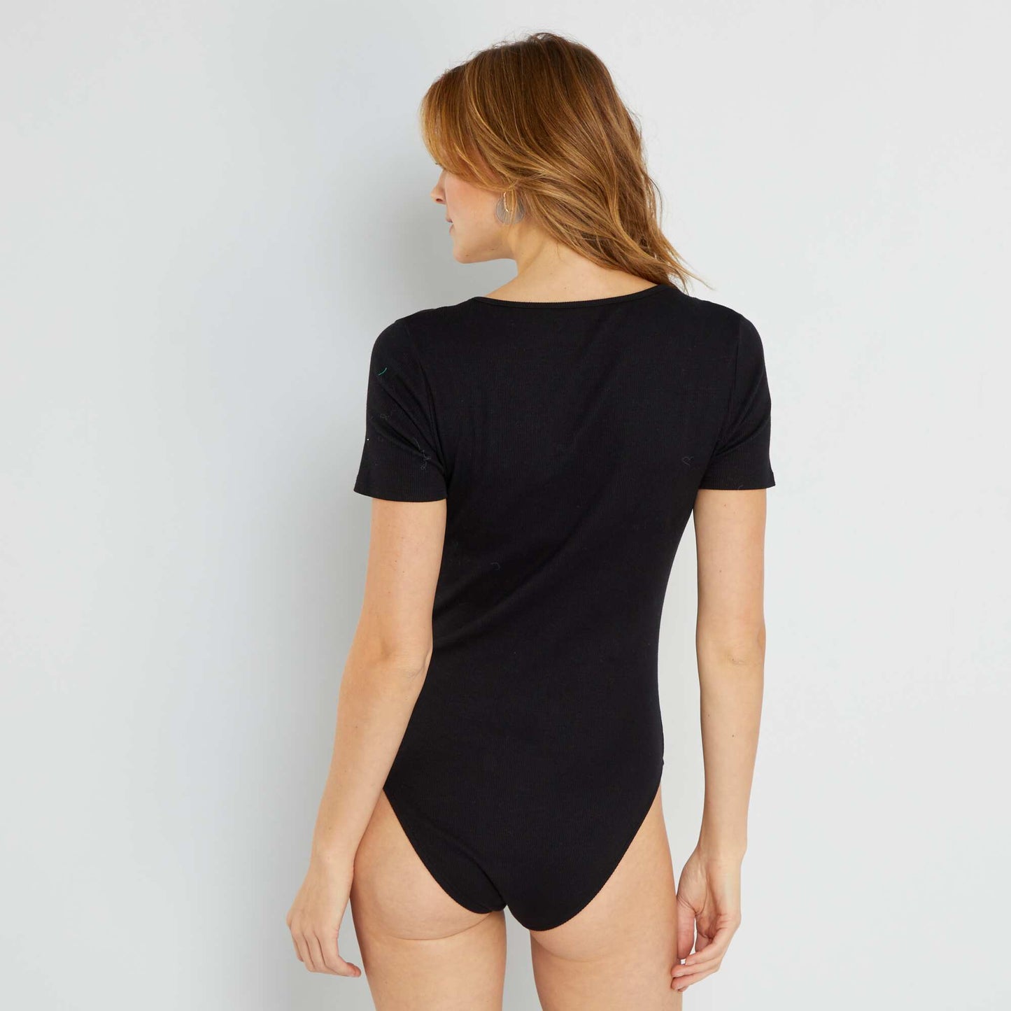 Plain ribbed knit bodysuit Black