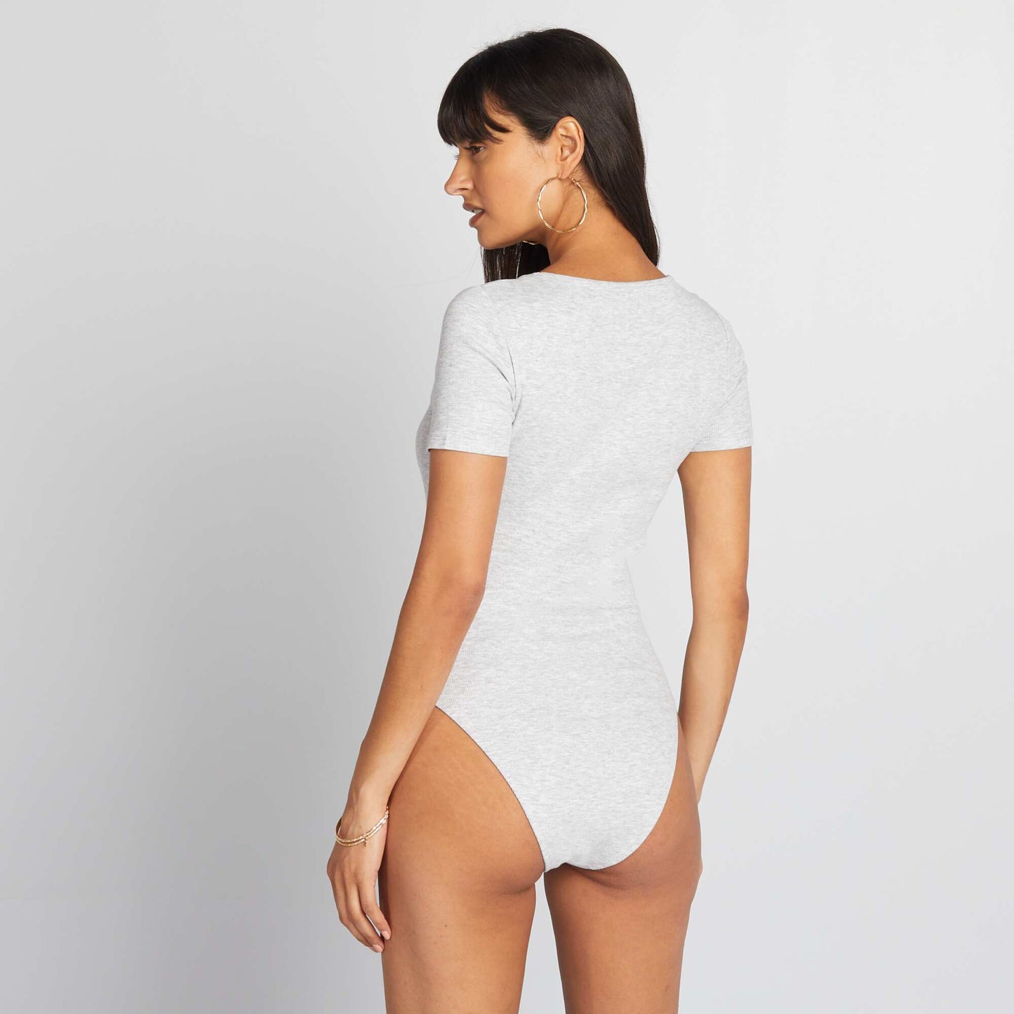 Plain ribbed knit bodysuit GREY