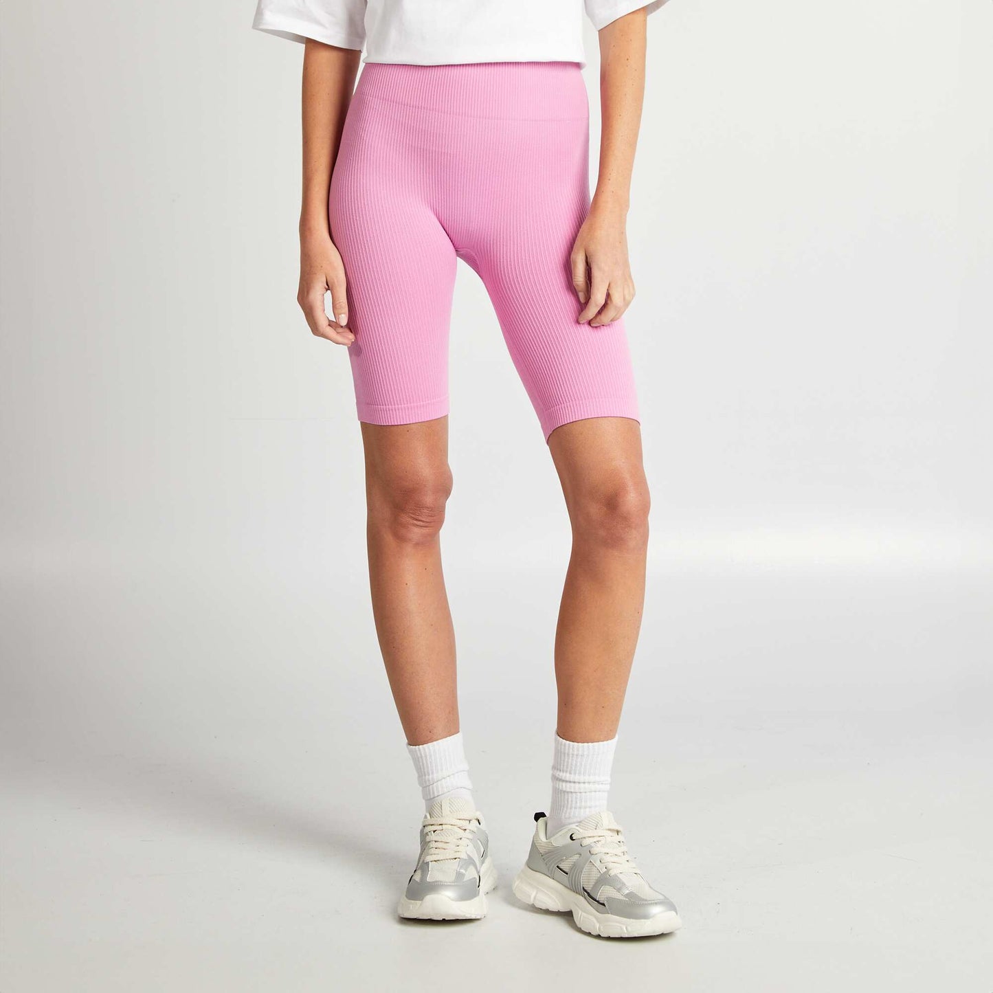 Ribbed knit cycling shorts PINK